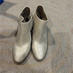 Toms Shimmering Silver Ankle Booties